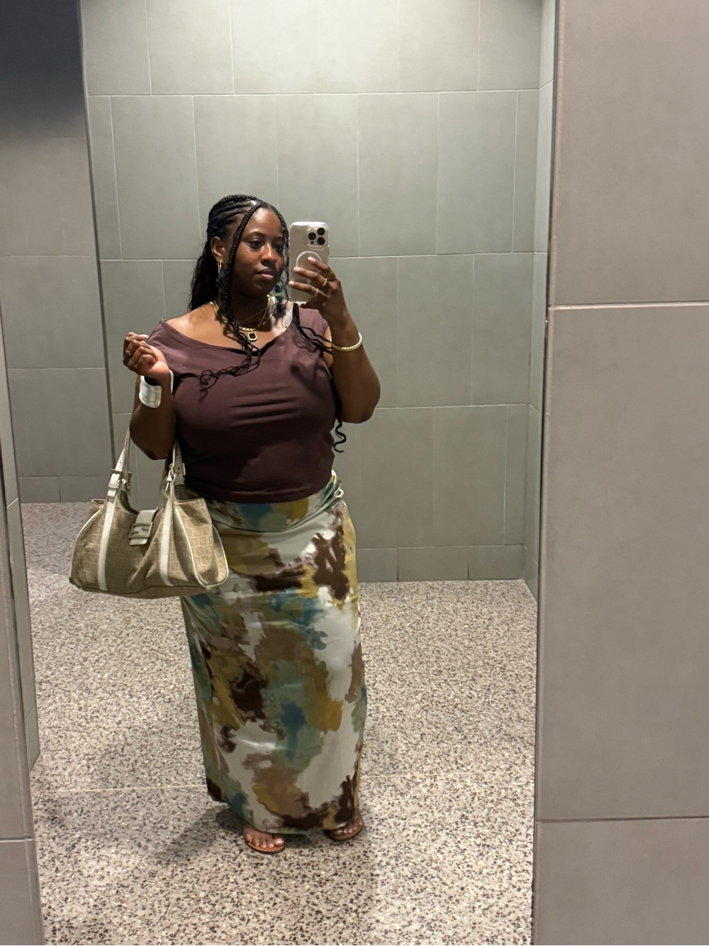 Fashion Nova Brown & Multi-Color Tie-Dye Maxi Skirt - Picture 6 of 6